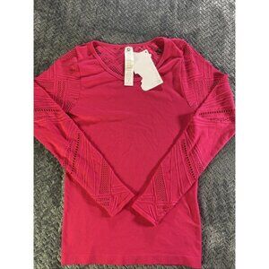 NEW Fabletics Isabella Seamless Top Women Small Hot Pink Long Sleeve